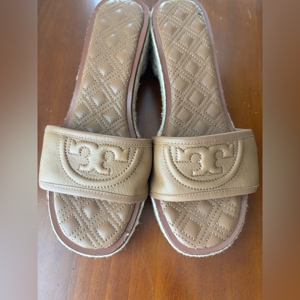 TORY BURCH Fleming Low Heel Espadrille Slide Sz 7 1/2